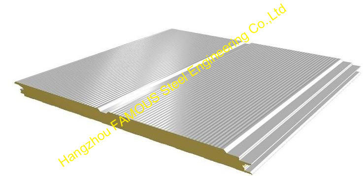 Heat Insulation Warehouse Metal Roofing Sheets Polyurethane Sandwich Panel With Fire Resistance