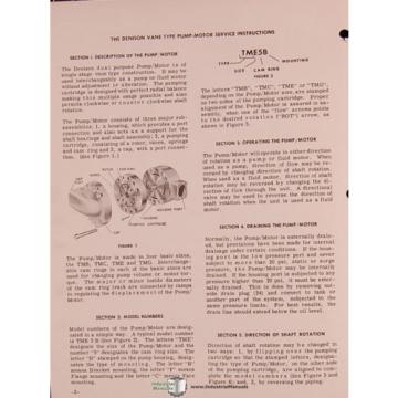 Denison St. Lucia  600, 700 800 Series, Vane Type Pump Motor Service Manual 1964