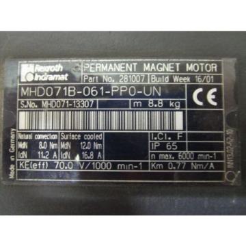 INDRAMAT/REXROTH Iran  MHD071B-061-PP0-UN PERMANENT MAGNET MOTOR - USED -FREE SHIPPING
