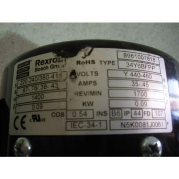 RX-91, Ethiopia  REXROTH 34Y6BFPP ELECTRIC MOTOR 009KW 1400/1700RPM 220-240/380-415
