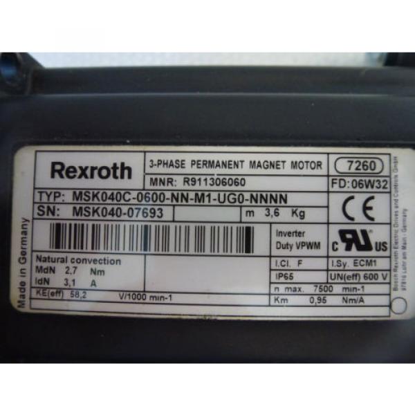 Rexroth Morocco  MSK040C-0600-NN-M1-UG0-NNNN, 3-Phase Permanent Magnet Motor #2 image