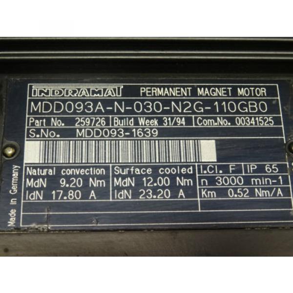 Indramat Ethiopia  Rexroth Permanent Magnet Motor MDD093A-N-030-N2G-110GB0 #3 image