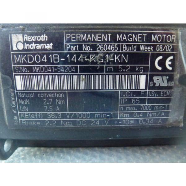 Rexroth Italy  Indramat MKD041B-144-KG1-KN Permanent Magnet Motor with brake #4 image