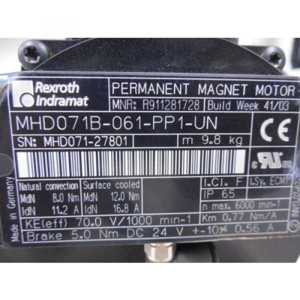 USED Chile  Rexroth Indramat MHD071B-061-PP1-UN Permanent Magnet Servo Motor Conn Loose #3 image