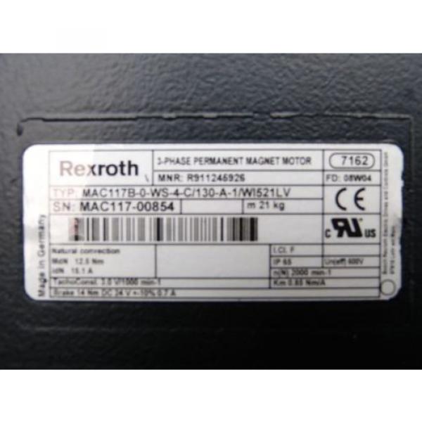 Rexroth St. Lucia  Indramat MAC117B-0-WS-4-C/130-A-1/WI521 LV Permanent-Magnet-Motor #2 image