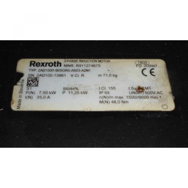 REXROTH Costa Rica  3-PHASE INDUCTION SERVO MOTOR 2AD100D-B05OR5-AS03-A2N1 #3 image