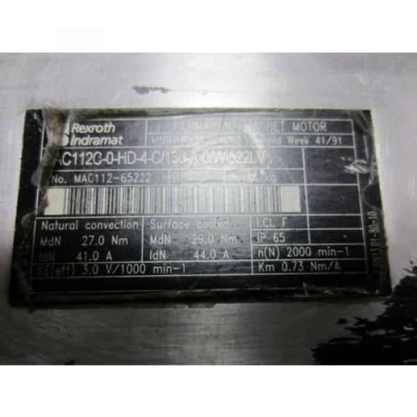 Rexroth Greece Indramat MAC112C-0-HD-4-C/130A-A-0/WI522LV Permanent Magnet Servo Motor #3 image
