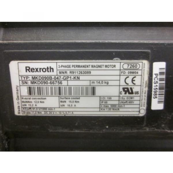 Rexroth Costa Rica  Indramat MKD090B-047-GP1-KN  3-Phase Permanent Magnet Motor #3 image
