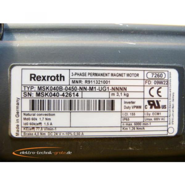 Rexroth Japan  MSK040B-0450-NN-M1-UG1-NNNN 3-Phase Permanent Magnet Motor #3 image