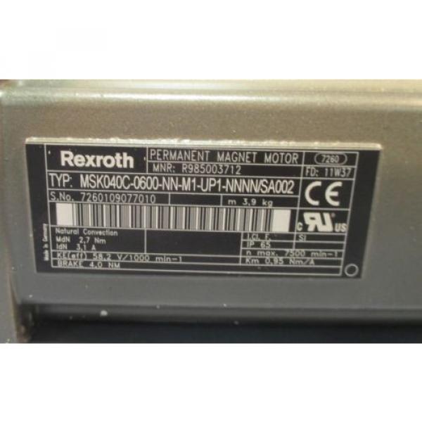 Rexroth Lebanon  MSK040C-0600-NN-M1-UP1-NNNN/SA002 Permanent Magnet Servo Motor NIB #3 image