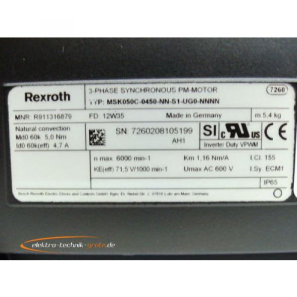 Rexroth Spain  MSK050C-0450-NN-S1-UG0-NNNN MRN: 911316879 3-Phase Synchronous PM-Motor #4 image