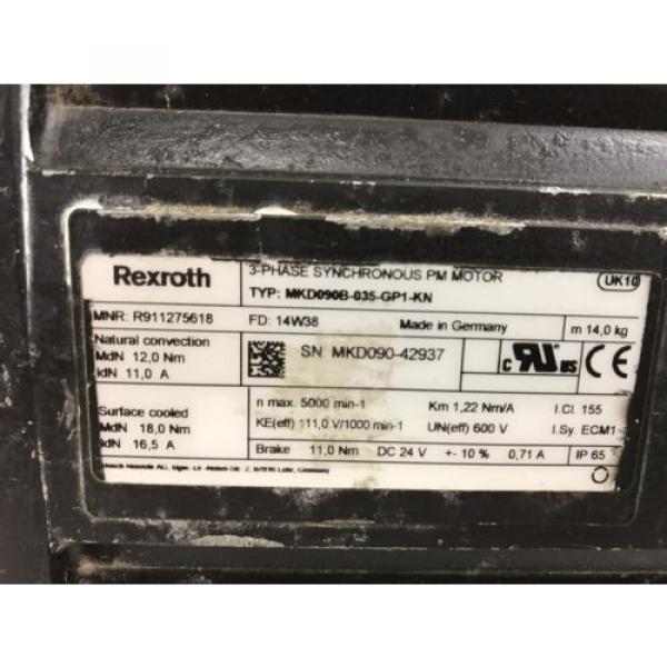 Rexroth Comoros  Indramat MKD090B-035-GP1-KN Permanent Magnet Servo Motor MKD090B035GP1KN #3 image